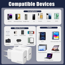 Carica l'immagine nel visualizzatore di Gallery, 20W Caricatore With USB C - 2 Pezzi Charger With 2X2M Cavo per Samsung Galaxy per iPhone 17 16 15 Plus Pro Max iPad Huaw