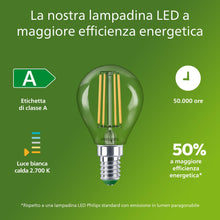 Carica l'immagine nel visualizzatore di Gallery, Philips UltraEfficient Lampadina LED P45 E14, Trasparente, Confezione da 6