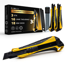 Carica l'immagine nel visualizzatore di Gallery, 3 x Taglierino Professionale 18mm con 16 Lame di Ricambio incluse