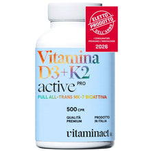 Carica l'immagine nel visualizzatore di Gallery, Vitamina D3+K2 (Dura 1 anno e 4 mesi) 500 Microcompresse – ELETTO PRODOTTO DELL’ANNO 2026 - Senza Biossido di Silice, Vi
