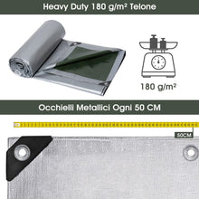Carica l'immagine nel visualizzatore di Gallery, Telo Impermeabile Esterno 3x3m 180 g/m² PE con Rinforzato Occhielli, Telone Resistente ai Raggi UV Agli Strappi, Telo Pr