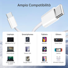 Carica l'immagine nel visualizzatore di Gallery, YISH Cavo USB C to USB C [2Pezzi-1M]：60W Cavo USB Tipo C PD 3A Ricarica Rapida Nylon Intrecciato Cavo Type C to Type C F