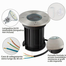 Carica l'immagine nel visualizzatore di Gallery, Faretto da incasso a LED IP67 attacco GU10 faretti led esterno, 230V Faretti da Pavimento rotonde Luci da incasso calpes
