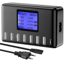 Carica l'immagine nel visualizzatore di Gallery, Stazione di ricarica con 8 porte USB C 60W, 12A, con display LCD per più dispositivi, Caricabatterie intelligente da tav