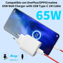 Carica l'immagine nel visualizzatore di Gallery, Caricatore 65w per Oppo SuperVOOC con cavo ricarica rapida USB C Vooc 1 metro, caricabatterie charge per Find X5 X3/2 Ne