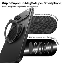 Carica l'immagine nel visualizzatore di Gallery, BENKS ArmorPop Anello Magnetico Cellulare per MagSafe - Impugnatura e Supporto Regolabile in Fibra Aramidica, Leggero e 