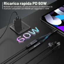 Carica l'immagine nel visualizzatore di Gallery, Adattatore e Ricarica per Cuffie USB C, 2 in 1 Jack da 3,5 mm USB C PD 60W Ricarica Rapida per Auricolari Splitter C omp