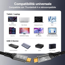 Carica l'immagine nel visualizzatore di Gallery, USB-C Thunderbolt 4 0,5m - Cavo dati 40Gbps, ricarica rapida 240W, video 4K@144Hz 8K@60Hz per eGPU, MacBook, SSD, Switch