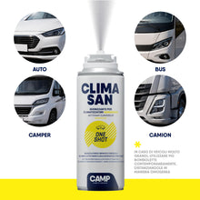 Carica l'immagine nel visualizzatore di Gallery, CAMP Climasan One Shot Spray - Igienizzante climatizzatore e abitacolo auto monodose, Spray pulizia condizionatore, Made
