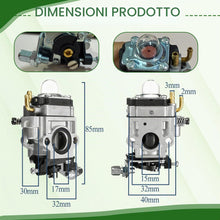 Carica l'immagine nel visualizzatore di Gallery, Kit Carburatore per Decespugliatore 52cc 49cc 43cc, Completo Ricambi Motore