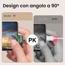 Carica l'immagine nel visualizzatore di Gallery, SIZUKA Cavo USB C Lungo 2Pezzi 3M Cavo USB Type-C Ricarica Rapida 90 Gradi