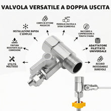 Carica l'immagine nel visualizzatore di Gallery, Adattatore di Connessione dell’Acqua a T con Valvola Impermeabile, 1/2″ a 1/4″ – Raccordo a T per Collegare 2 Dispositiv