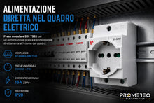 Carica l'immagine nel visualizzatore di Gallery, Kit Prese Schuko Modulari DIN TS35 Professionali 16A 230V – Prese Universali P40 per Quadro Elettrico – Compatibili Spin
