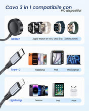 Carica l'immagine nel visualizzatore di Gallery, RAVIAD 3 in 1 Caricatore Apple Watch, 1.2M Cavo USB Multiplo