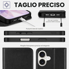 Carica l'immagine nel visualizzatore di Gallery, TUCCH Custodia Portafoglio per iPhone 17 6,3" 5G 2025, Nero