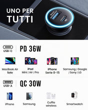 Carica l'immagine nel visualizzatore di Gallery, INIU Carica Batteria per Auto, 66W Total Presa Accendisigari USB C PD &amp; QC 3.0 Fast Charging Caricabatterie, Caricatore 