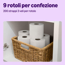 Carica l'immagine nel visualizzatore di Gallery, by Amazon, Carta Igienica Super Morbida a 3 Veli, 9 Rotoli (1 Confezione da 9), 200 Strappi per Rotolo, Certificata FSC