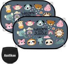 Carica l'immagine nel visualizzatore di Gallery, Parasole Auto Bambini UPF50+ Tendine Parasole Auto Bambini 51 * 31cm Tendine Parasole Finestrini Laterali con 8 Ventose,