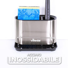 Carica l'immagine nel visualizzatore di Gallery, Vileda Organizer per Lavello in Acciaio Inox con Portaspugne - Pratico Supporto per Spugne, Spazzole e Dispenser di Sapone - Organizer per Lavello da Cucina - Portaspugna per Lavello della Cucina