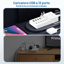 Carica l'immagine nel visualizzatore di Gallery, Caricatore USB C a 12 porte, stazione di ricarica USB da 50W/10A [6 USBC + 6 USBA], caricatore multiporta per iPhone 16/
