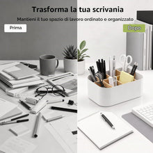 Carica l'immagine nel visualizzatore di Gallery, Romon Portapenne Scrivania Bianco, 8 Scomparti Bambù Divisori Rimovibili