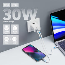 Carica l'immagine nel visualizzatore di Gallery, Ewent Caricatore Rapido 30W USB-C Power Delivery + USB-A QC3.0, Carica Veloce iPhone e Android di nuova generazione, Dop