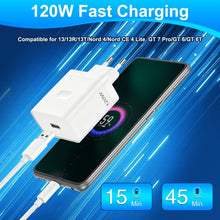 Carica l'immagine nel visualizzatore di Gallery, Caricatore Rapido 120W SUPER VOOC con Cavo USB C 1.5M 8A