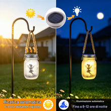 Carica l'immagine nel visualizzatore di Gallery, 2 Pezzi Lanterne Solari da Esterno Appendere, Fata Farfalla in Barattolo di Vetro, LED Lanterna Solare da Esterno, IP65 