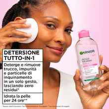 Carica l'immagine nel visualizzatore di Gallery, Garnier SkinActive Acqua Micellare Tutto in 1, Per Pelli Sensibili, 100% del Trucco Rimosso, Pelle Detersa e Idratata pe