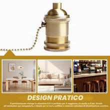 Carica l'immagine nel visualizzatore di Gallery, Portalampada vintage in alluminio E27: portalampada M10 E27 bronzo con interruttore a tirante, adattatore per lampada a 