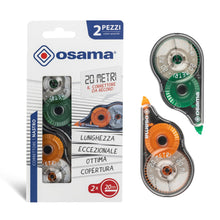 Carica l'immagine nel visualizzatore di Gallery, OSAMA - Bianchetto a Nastro, 2 Pezzi x 20 Metri (Tot 40m), Correttore a Nastro Cancelleria Scuola e Ufficio - Scolorina 