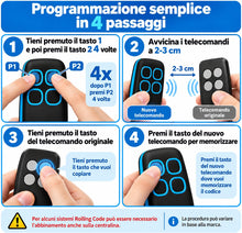 Carica l'immagine nel visualizzatore di Gallery, Telecomando Universale per Cancello 4 in 1 Rolling Code 280-868 MHz, 4 Tasti
