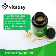 Carica l'immagine nel visualizzatore di Gallery, Vitabay Acido R-Alfa Lipoico 300 mg – 120 capsule vegane – R-ALA puro
