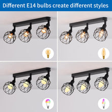 Carica l'immagine nel visualizzatore di Gallery, ANWIO Faretti LED Soffitto Regolabili Base Rettangolare,Faretti da Parete con 3 Lampadine LED Attacco E14,Plafoniera Par