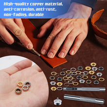 Carica l'immagine nel visualizzatore di Gallery, Occhiello Strumento Kit, 200 Pezzi Occhielli Grommet Rondelle, 5mm Occhielli Metallici, Grommet Kit con 3 Attrezzi e Sca