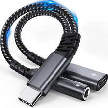 Carica l'immagine nel visualizzatore di Gallery, Adattatore e Ricarica per Cuffie USB C - 2 in 1 Adattatore USB C a Jack da 3.5mm Supporta PD 60W Ricarica Rapida per iPh