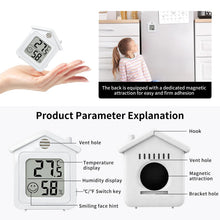 Carica l'immagine nel visualizzatore di Gallery, Termometro/Igrometro Mini LCD, Confezione Da 6 Pezzi, Igrometro Digitale Per Interni Con Magnete E Indicatore Faccina. A