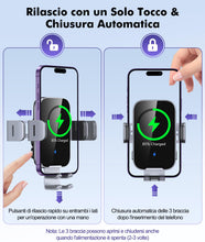 Carica l'immagine nel visualizzatore di Gallery, ISEYOU Caricatore Wireless Auto, 15W Supporto Telefono Auto Ricarica Wireless Rapida Bloccaggio Automatico, 360°Rotazion