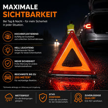 Carica l'immagine nel visualizzatore di Gallery, Triangolo d’Emergenza Auto 2027 Rosso ECE R27 – Segnaletica Riflettente per Incidenti e Guasti – Accessorio Obbligatorio