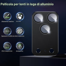 Carica l'immagine nel visualizzatore di Gallery, Fitudoos [2 Pezzi Vetro Temperato Pellicola Protettiva Fotocamera Compatibile con iPhone 17 Pro, Lega di alluminio Prote
