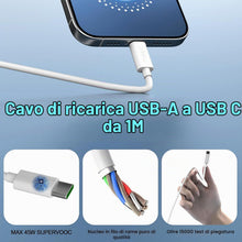 Carica l'immagine nel visualizzatore di Gallery, Caricatore 65w per Oppo SuperVOOC con cavo ricarica rapida USB C Vooc 1 metro, caricabatterie charge per Find X5 X3/2 Ne