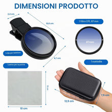 Carica l'immagine nel visualizzatore di Gallery, Filtro polarizzatore CPL, 67mm Clip-on Filtro Polarizzatore Circolare, Filtro CPL Universale, Obiettivo per Telefono Cel