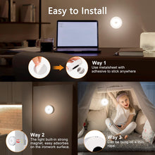 Carica l'immagine nel visualizzatore di Gallery, AiQInu 2 Pezzi Luce Notturna Sensore Movimento, 3 Modalità Luce Notturna Interna(Auto/On/Off), Adesiva Lampada Armadio L