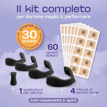 Carica l'immagine nel visualizzatore di Gallery, Nozzzle Dilatatore Nasale Magnetico Antirussamento - Starter Kit 30 Giorni: 4 Misure + 60 Cerotti + Applicatore - Stop R