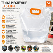 Carica l'immagine nel visualizzatore di Gallery, Topolenashop Tanica Pieghevole da 5 Litri con Beccuccio Integrato – Contenitore Compatto e Leggero per Benzina, Carburan