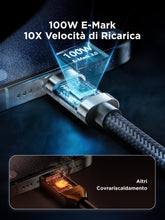 Carica l'immagine nel visualizzatore di Gallery, Cavo USB C USB C,100W 5A Cavetto Caricatore Ricarica Rapida Usbc 2M Filo Caricabatterie Carica Nylon Cavo Type C to Type