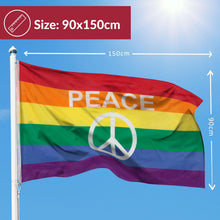 Carica l'immagine nel visualizzatore di Gallery, PHENO FLAGS - bandiera della pace, resistente alle intemperie con 2 occhielli in metallo - bandiera di pace colorata 90 