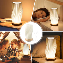 Carica l'immagine nel visualizzatore di Gallery, Lampada da Comodino Camera da Letto, Lampade Comodino Moderne, Lampada Dimmerabile con Paralume in PLA, Base in Legno, L