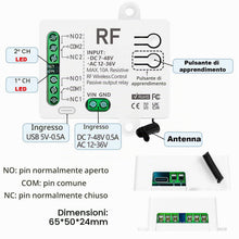 Carica l'immagine nel visualizzatore di Gallery, 433 Mhz RF Interruttore Remoto Wireless, DC 7V 12V 24V 36V 48V AC12V 24V 36V 10A 2 Canali Ricevitore Relè Con 2 Telecoma