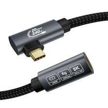 Carica l'immagine nel visualizzatore di Gallery, 8K Prolunga USB C 2 metri (USBC 3.2 20Gbps, PD3.1 240W 48V/5A, Angolo 90 gradi) Video 4K@144 Hz/60Hz Prolunga Cavo USB C